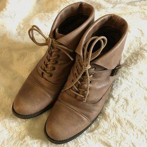 Steve Madden Leather Lace Up Ankle Oxford Booties